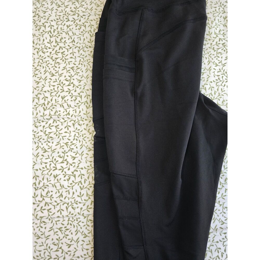 Pop Fit Black Athletic Leggings with Mesh Side Panels & Pocket